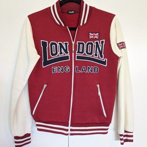 Red London England letterman jacket